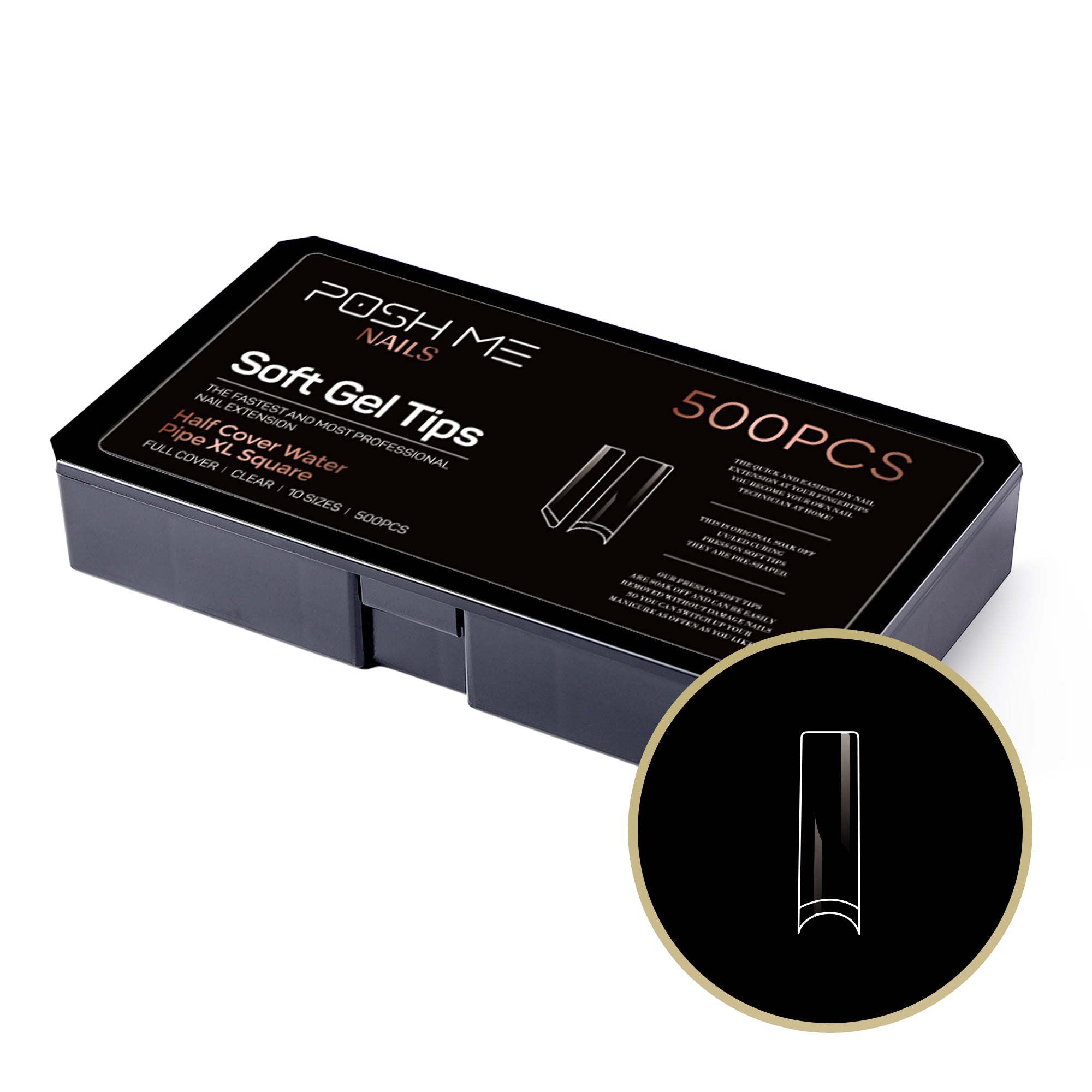 Close-up of GO-GEL™ PRO Collection - Half Cover Water Pipe XL Square tips
