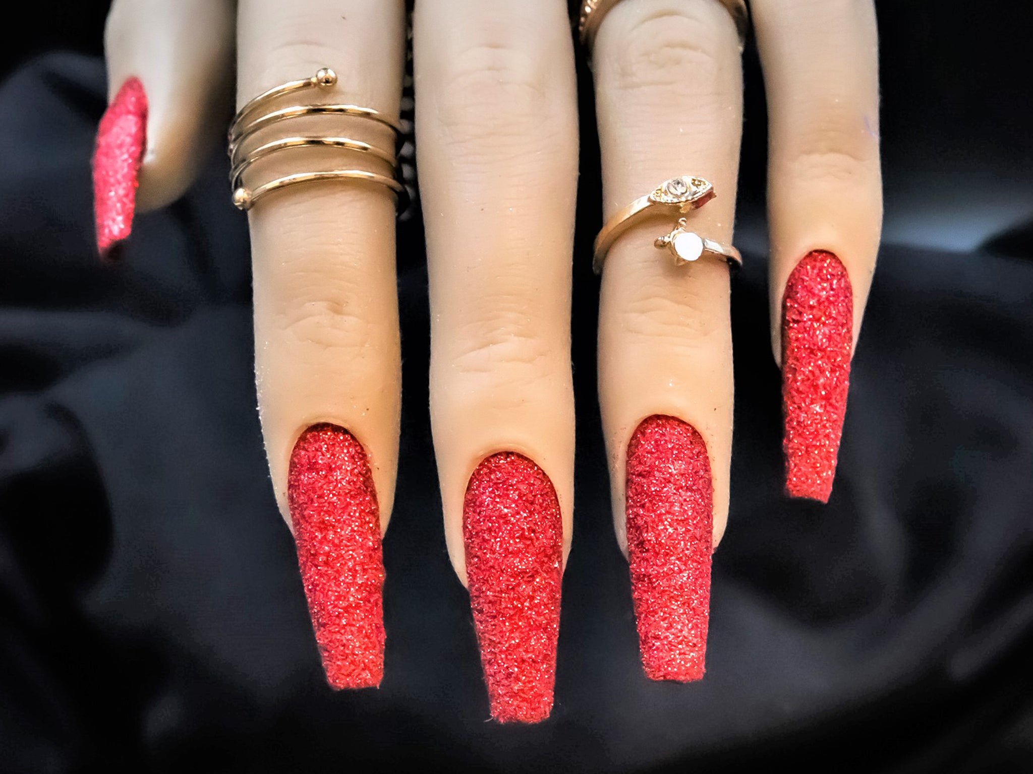 Custom Gel Nail – Red Sugar Glitter