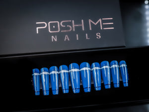 Custom Gel Nail – Blue Plaid Nails