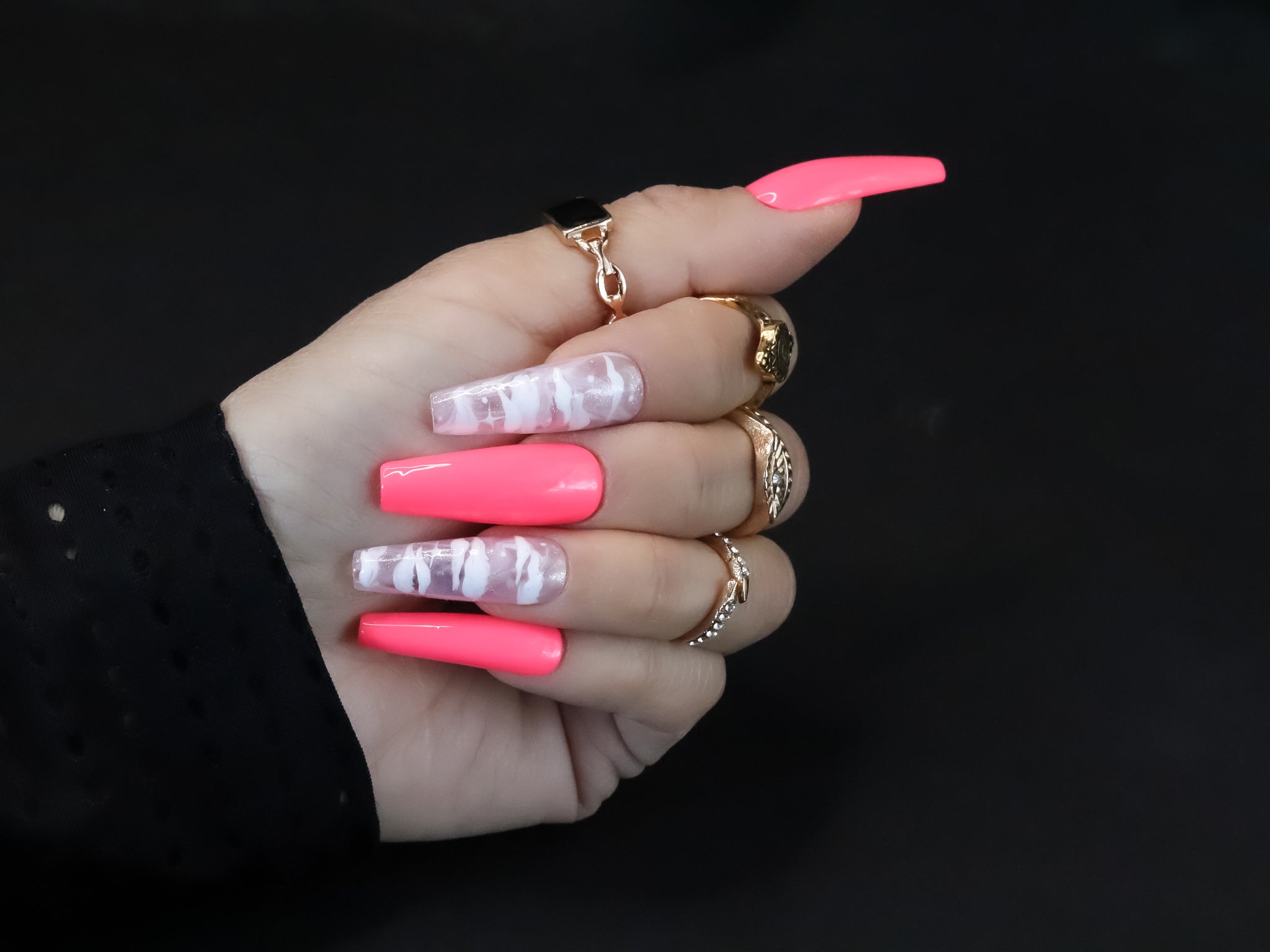 Custom Gel Nail – Pink Clouds