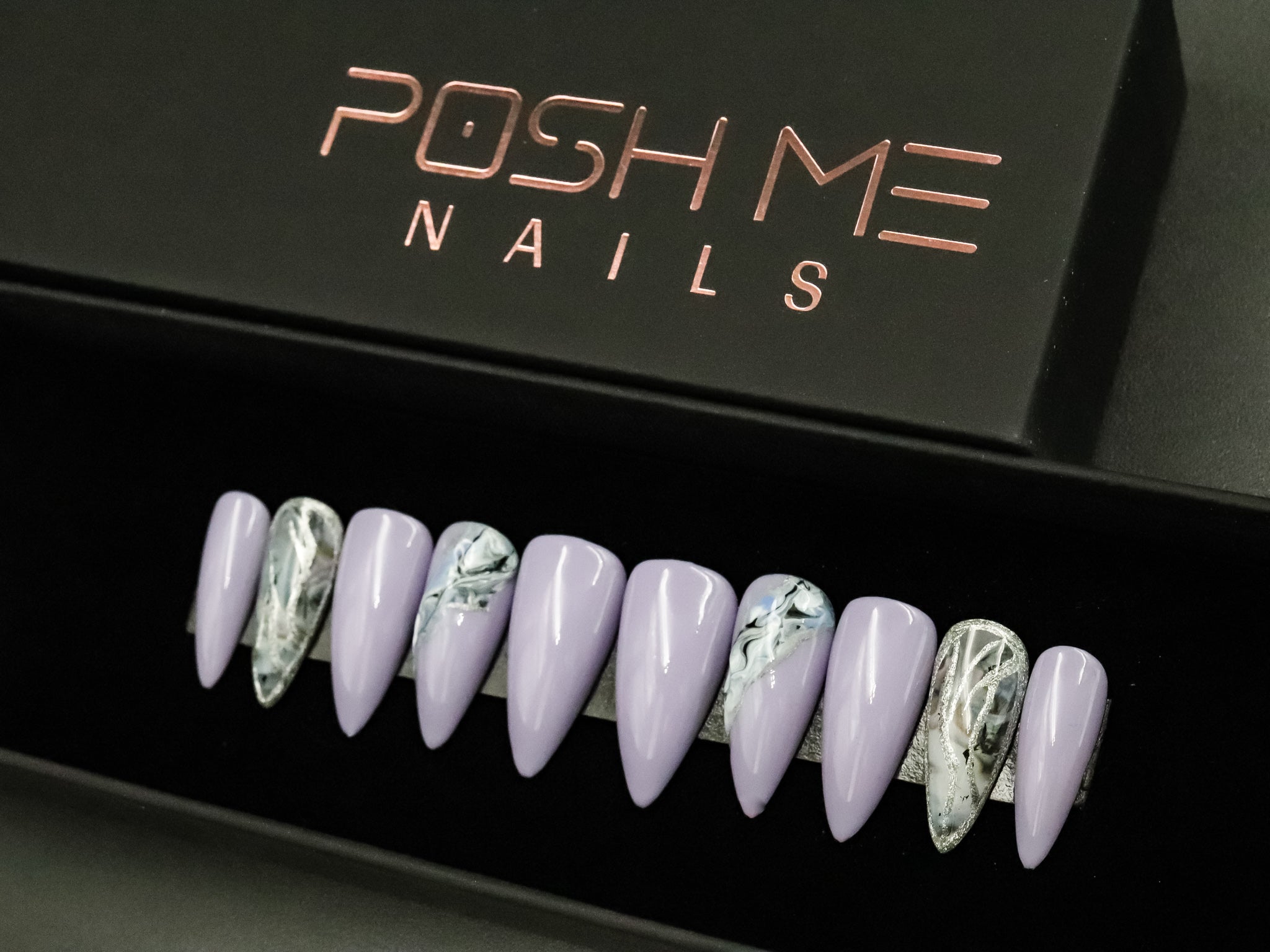 Custom Gel Nail – Purple Stone